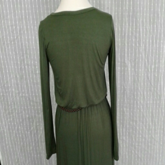 Stunning green dress with stylish brown belt - Picture 4 of 6